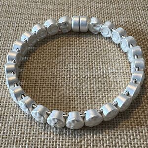 Silver Beaded Magnetic Bangle Bracelet